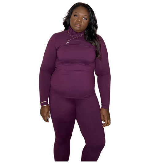 Fitted mock neck set- Plus