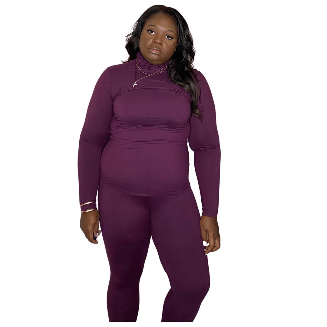 Fitted mock neck set- Plus