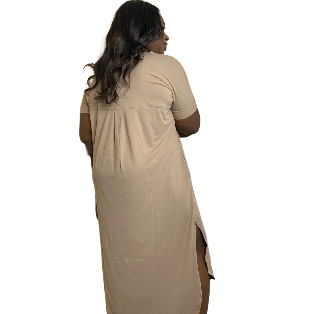Maxi dress w/slits-ash mocha