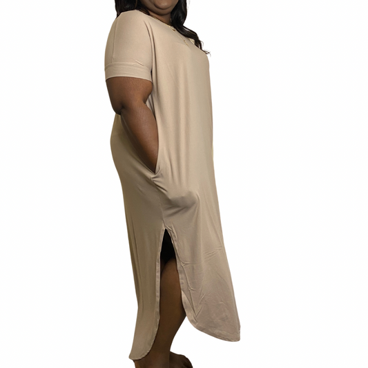 Maxi dress w/slits-ash mocha